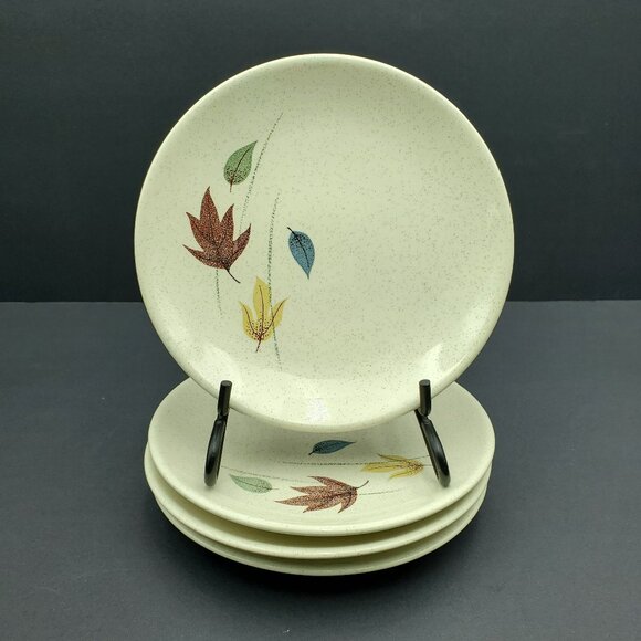 Franciscan Autumn Leaves Bread Plates Speckled Leaf Pattern Dessert Plates - Picture 1 of 5